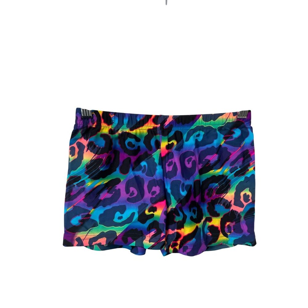 GemGear Compression Leopard Print Athletic Shorts Womens Small Elastic Waist NEW